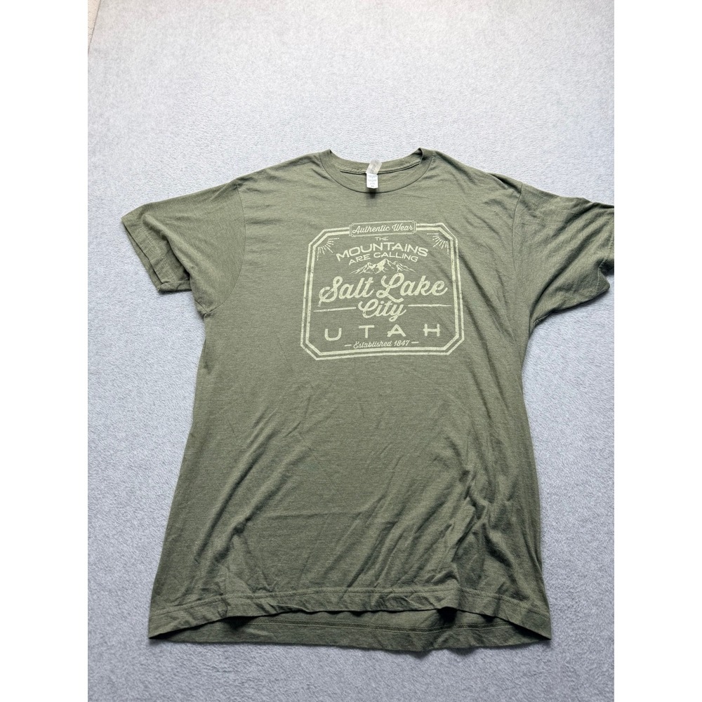 Tultex Salt Lake City Utah The Mountains Are Calling Graphic T-Shirt Green XL